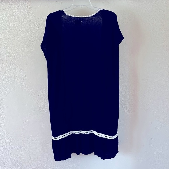 Melrose and Market | Black Crepe Crocheted Cap Sleeve Duster Cardigan, One Size - Picture 2 of 6